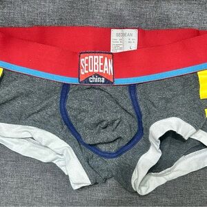 Seobean Men’s Gray Boxer Briefs with Red Waistband